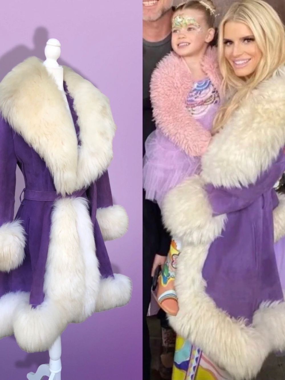 Vintage 70’s Collectible Lilli Ann Purple Suede Sheepskin Coat Jessica Simpson